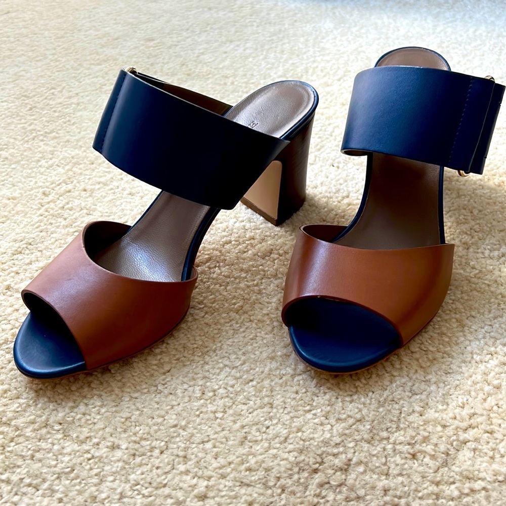 Hermes blue and gold sandals 38